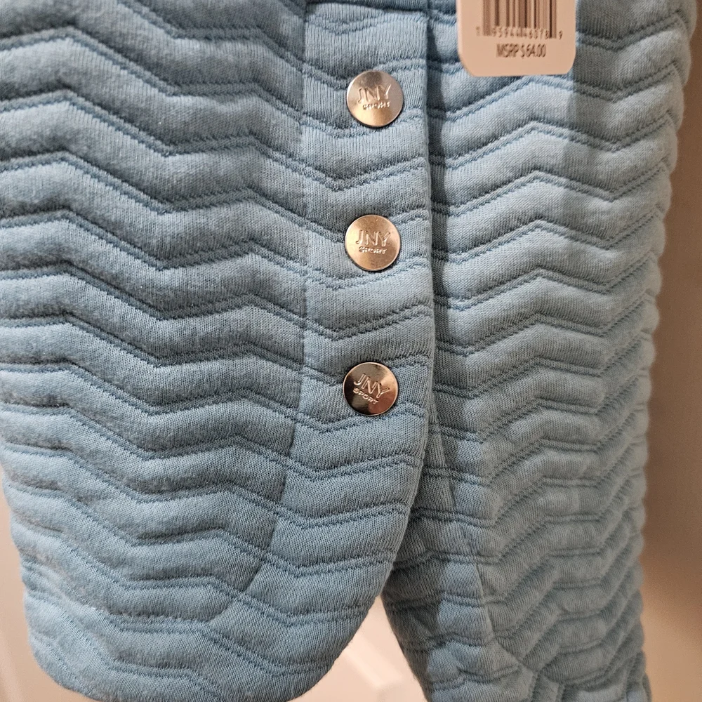 SALE - PLUS - NWT Jones NY Sport Blue ZigZag Quilted Sweatshirt w/ Thumbholes - Picture 4 of 7